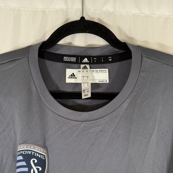 Adidas Sporting KC Shirt Men's Large Grey Short Sleeve Crewneck Athletic - Picture 5 of 11